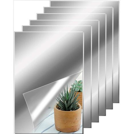 Lot de 10 Miroirs Autocollants, Miroir Adhésif Décoratif, Miroir Carrés Argenté Amovible, Mosaïque Décorative Auto-Adhésifs, pour Salle de Bain (1/5)