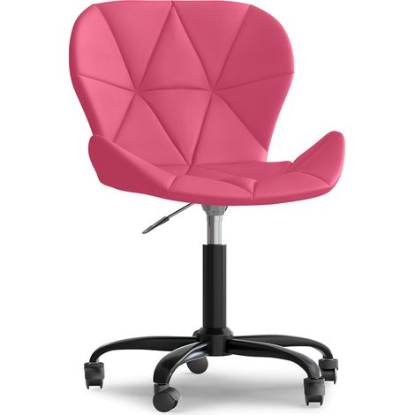 Sedia da ufficio con ruote - Sedia girevole da scrivania - Rivestita in similpelle - Struttura nera Wito Fucsia