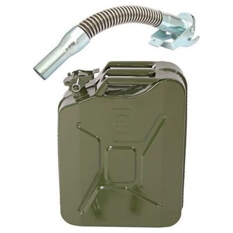 royaluxe -Accessoire d'entretien des outils motorisés,20L Bidon de Carburant en le d'acier, Bidon d'essence en Métal Bidon de Réserve avec bec Verseur Flexible, Vert (1/5)