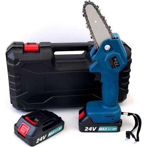 TrAdE Shop Traesio - Mini Elettrosega A Doppia Batteria 24v Motosega Elettrica Tagliarami + Valigia - (1/2)