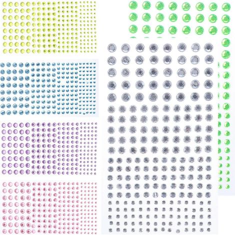 Strass autocollants, 6 feuilles, compatibles avec les artistes, pour une décoration compacte et légère. (1/5)
