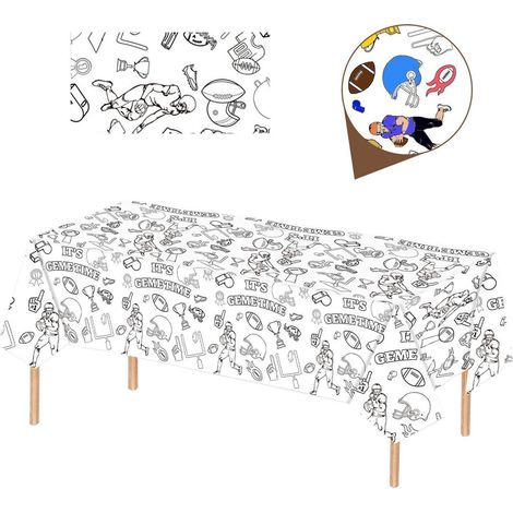 Ausmalbare Tischdecke Rugby 137x274cm, wasserdicht, für Kindergeburtstage