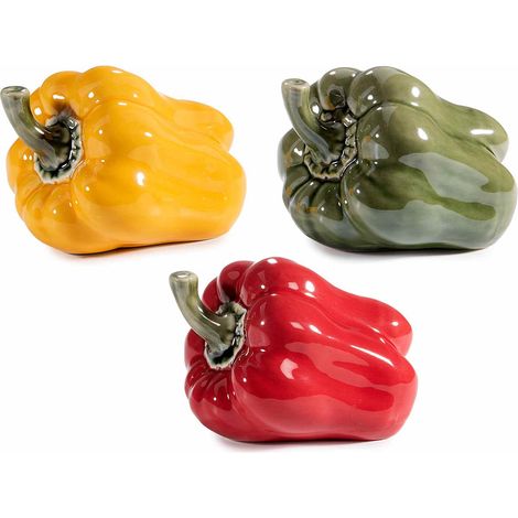 Peperoni decorativi in porcellana colorata, set da 6 pezzi, cm 11 x 8,5 x 8 H