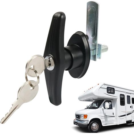 Serrure de Porte de Camping-Car Accessoires robustes pour remorque Verrou pour porte de caravane fourgon aménagé pour Sous-Sol, Transport de Chevaux, Cargo, Extérieur, (1/5)