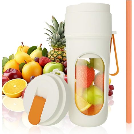 Blender Smoothie, Mini Mixeur Smoothie 450 ml, Appareil a Smoothies avec 12 Lames, Fresh Juice Blender Portable, Petit Blenders USB pour Cuisine, Salle de Sport, Bureau (1500 mAh, Orange) (1/5)