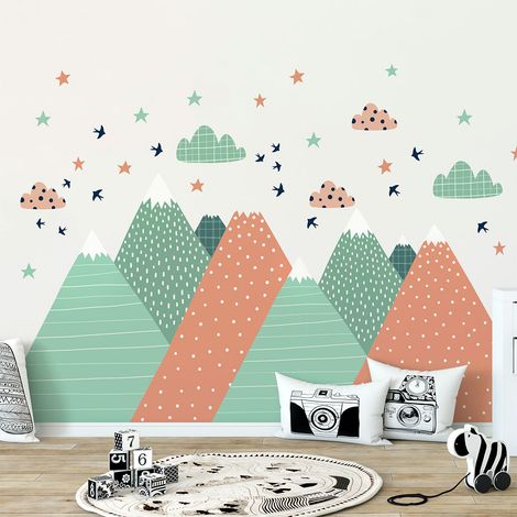 Stickers muraux enfants - Décoration chambre bébé - Autocollant Sticker mural géant enfant montagnes scandinaves RODIKA - 40x60cm (1/5)