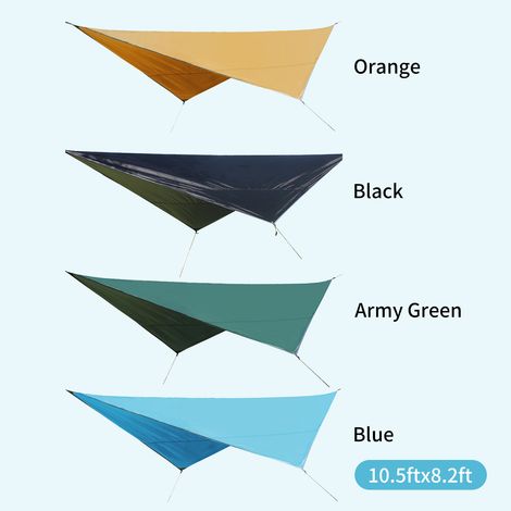 Bâche de tente anti-mouches, auvent imperméable, pare-soleil, résistant aux UV, abri de camping avec piquets, sac de rangement en corde pour extérieur, patio, jardin, activités d'arrière-cour 10,5 x 8 (1/5)