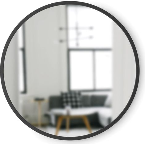 Miroir Mural Oval avec Cadre en Caoutchouc pour Salon, Salle De Bain, Chambre, Entrée et Bien Plus Encore, Noir, 46x61cm (1/5)