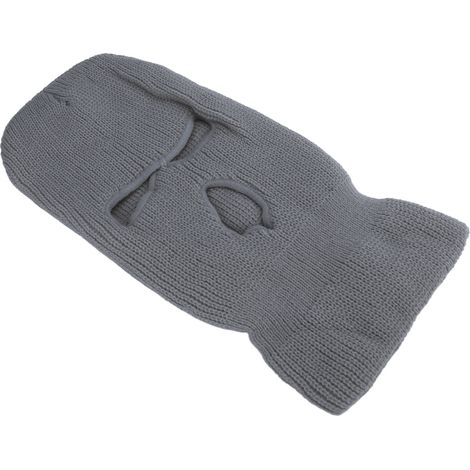 3 trous bonnet cagoule tricoté visage intégral hiver coupe-vent chaud sport extérieur ski vélo masque visage gris (1/5)