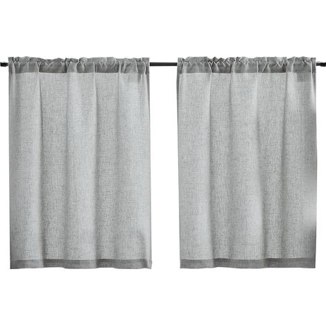Lot de 2 Rideaux, 60 x 45 cm, Polyester Gris, Pour Cuisine, Salle de Bain