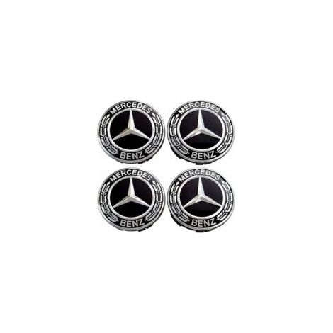 Jeu de 4 enjoliveurs – Compatible Mercedes-Benz – 75 mm – Cache-moyeu – ABS – Accessoires auto