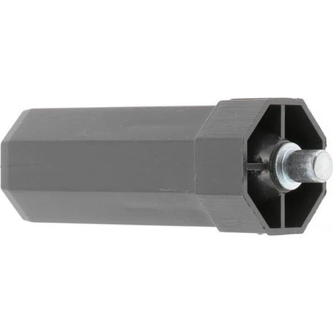 Tappo terminale ottagonale in PVC nero per tubo di tapparella/finestra a bovindo/persiana, per tubo ottagonale da 40 mm con uscita maschio da 10 mm. (1/2)