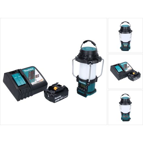 Makita DMR 055 RM1 Akku Radio 18 V FM mit Laterne 360° Taschenlampe + 1x Akku 4,0 Ah + Ladegerät