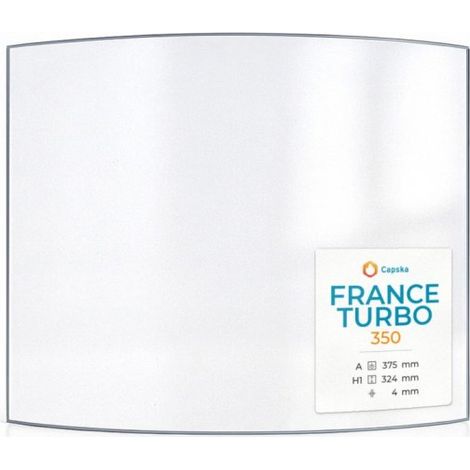 Vitre France Turbo 350 - Verre Courbe pour poêle à bois - 375 x 324 mm (A x H) - 4 mm (1/5)
