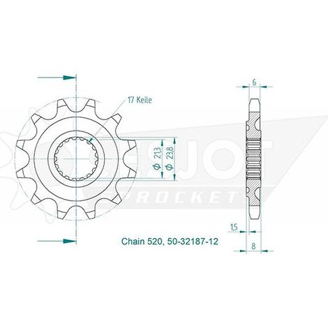 Pignon TT - 520 - 13 Dents - Made in Germany