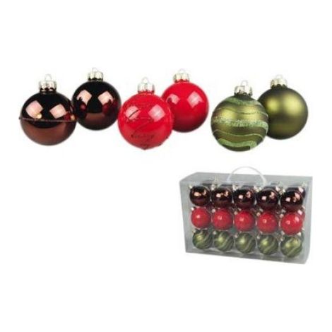 Set de 30 boules vert rouge choco noel (1/2)