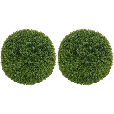 Lot de 2 boules de buis artificiel, 40 cm, plantes artificielles en plastique, fausses plantes pour salon, chambre, bureau, jardin, décoration moderne, cadeau