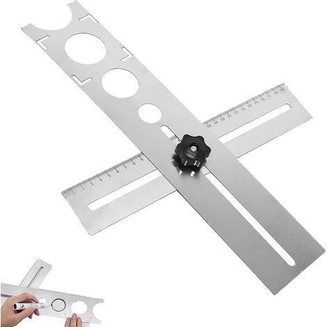 Localisateur de Trou de Carrelage Outil de Localisation de Trou de Carreau en Acier Inoxydable Réglable Universel Outil de Mesure pour Couper Carrelage (1/5)