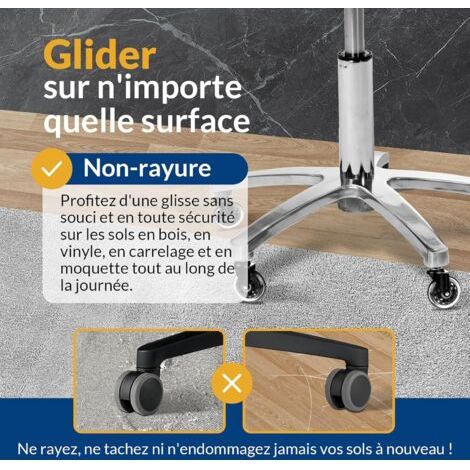 roulettes de chaise de bureau (11x22mm) - Roulettes silencieuses, capacité de charge de 300kg - Convient aux chaises de bureau standard - Glissement fluide à 360°, installation facile, roues noires. (1/4)