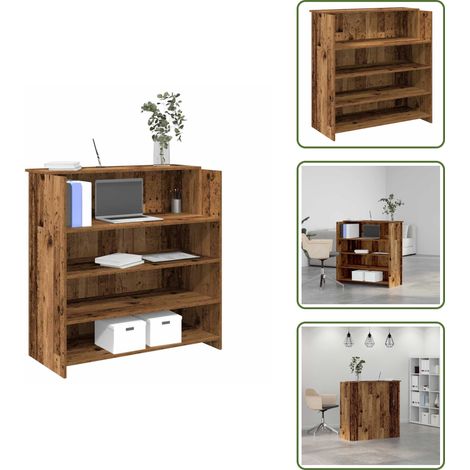 Comptoir de caisse - vidaXL Bureau de réception vieux bois 100x50x103,5cm bois d'ingénierie - Rangement bureau (1/5)