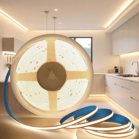 1 Ruban LED COB 5M, Blanc Naturel 4000K, Largeur 8mm, 320LED/M, CRI90, Découpable, Intérieur