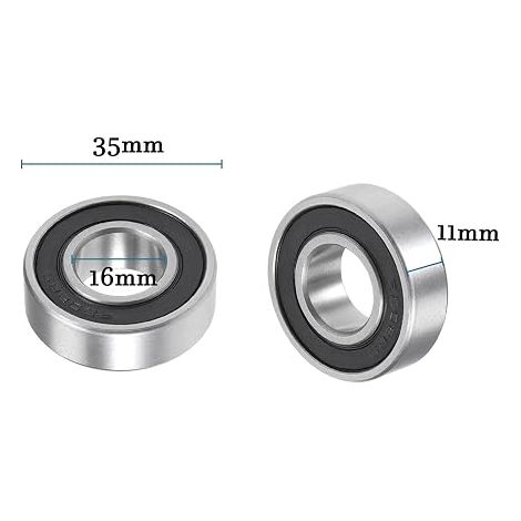 6202-16-2RS Deep Groove Ball Bearings 16x35x11mm (IDxODxT) (1/4)