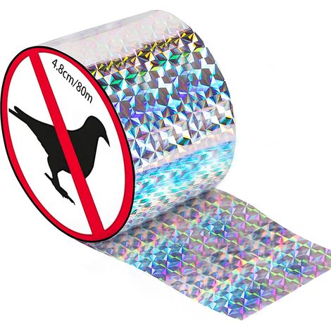 Cinta repelente de aves, 80 m x 2,4 cm, tira repelente antipájaros, cinta antipájaros, cinta antipalomas, protección de jardines y control de plagas. (1/5)