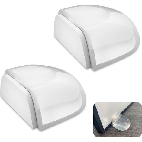 Butée de porte adhésive YMYNY, lot de 2 butées de porte transparentes, antidérapantes et autocollantes pour tous les sols durs, pour protéger les murs et les meubles (1/5)