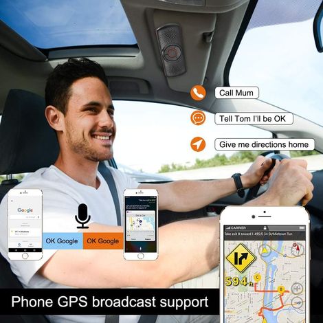 Bluetooth voiture,Kit mains libres Bluetooth voiture portable avec commande GPS,musique,annulation du bruit,support solaire,kit mains libres Bluetooth voiture avec couplage de 2 téléphones portables 1 (1/4)