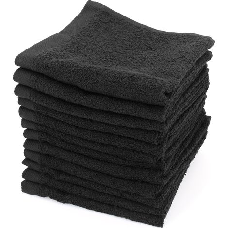 Lot de serviettes invité 12 pièces 30x30 cm – 100 % coton 400 g/m² – Finition liteau jacquard – Douce et moelleuse – Linnea