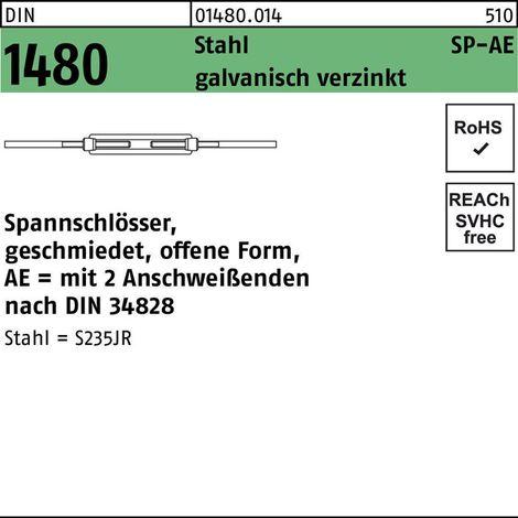 DIN 148 Spannschlösser Stahl SP AE M 16 galvanisch v (1/2)