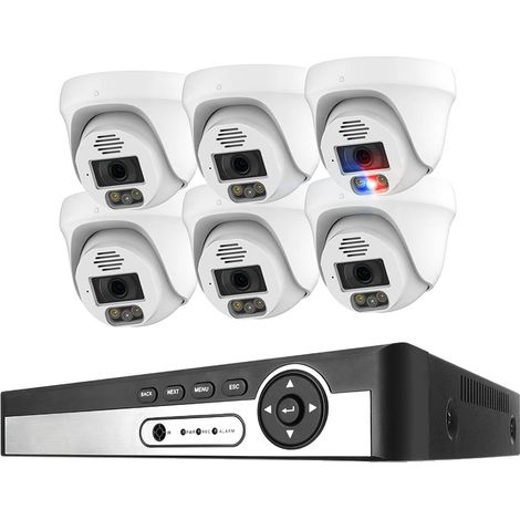 Sistema de cámaras de seguridad, detección de rostros, alertas de movimiento, NVR de 8 canales, 6 cámaras de 8 MP, 1 TB (1/2)