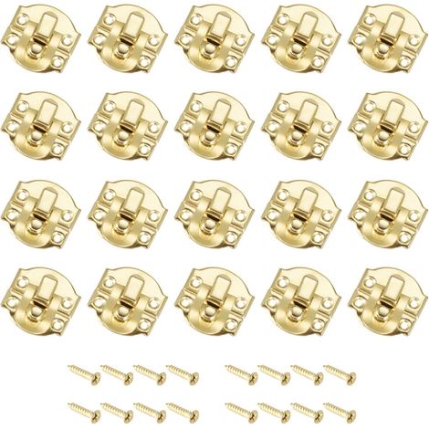 CCYKXA Knebelverschluss (21 mm x 20 mm), 20 Stück, Eisen-Haspenverschlüsse – für Schränke, Kisten, Koffer, Gold