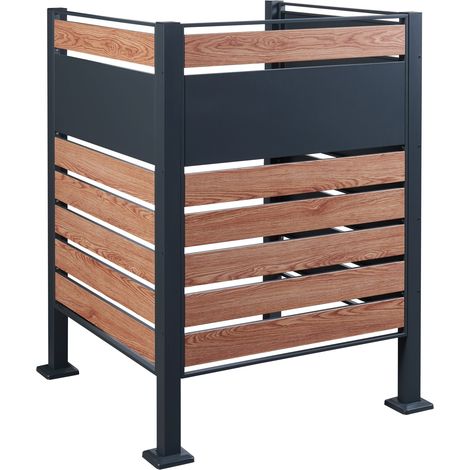 Recinto para contenedores de acero galvanizado 120 x 91 x 91 cm efecto madera antracita 030009096