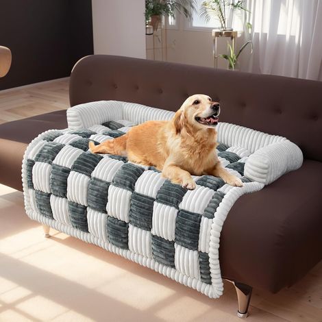 Plush pet sofa cover, plush dog sofa cover, plush bed for large and medium-sized dogs and cats (grey blue, 190.5 x 190.3 x 33.4 (1/5)