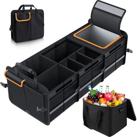 Organisateur de coffre avec sac isotherme, pliable, 105L, 3 compartiments, imperméable