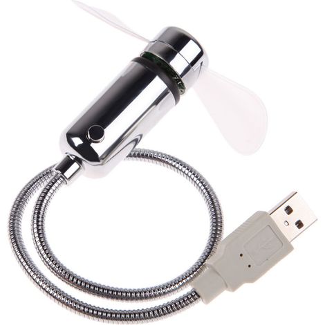 Mini-LED-Ventilator mit Uhr, USB-Stromversorgung, Echtzeit-Zeitanzeige und blinkender Kühlfunktion.