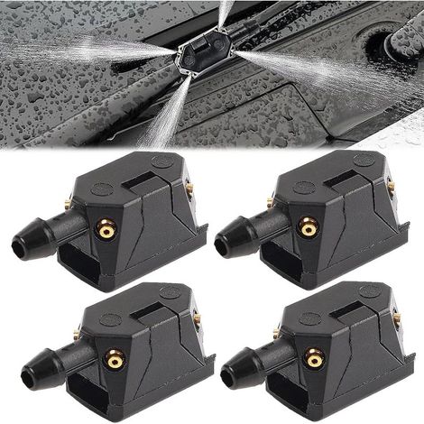 Windscreen washer nozzles, universal windscreen wiper nozzles, car wiper nozzles, windscreen washer nozzles for 8 mm and 9 mm wiper arms (black) (1/5)