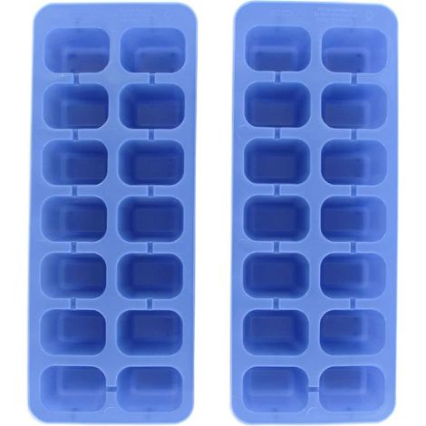 Fackelmann 04212 - Vaschetta per cubetti di ghiaccio blu, 23,6 x 9,2 cm, set di 2 vaschette per cubetti di ghiaccio blu, 14 cubetti di ghiaccio (1/5)