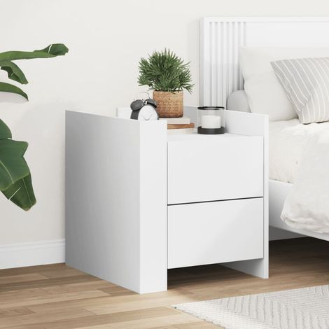 Table de chevet-Table de nuit blanc 45x50x50 cm bois d’ingénierie 889024 (1/5)
