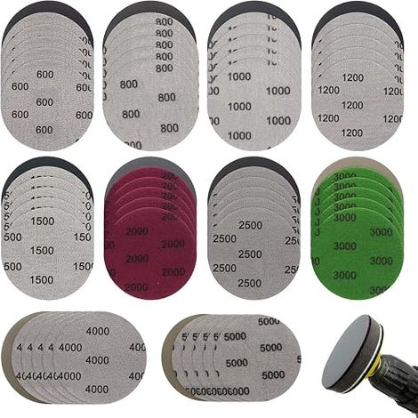 Car Headlight Sanding Paper 75 mm, Sanding Paper 1000 2000 3000, Sandpaper 1000 2000 3000 4000 5000, Sanding Disc 75 mm Headlight, 600/800/1200/1500/200/200 500, for Grinding Milling (1/5)