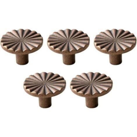 Five Round Red Copper Cabinet Handles, Copper Cabinet, Door and Drawer Handles for Kitchens and Bathrooms (1/4)
