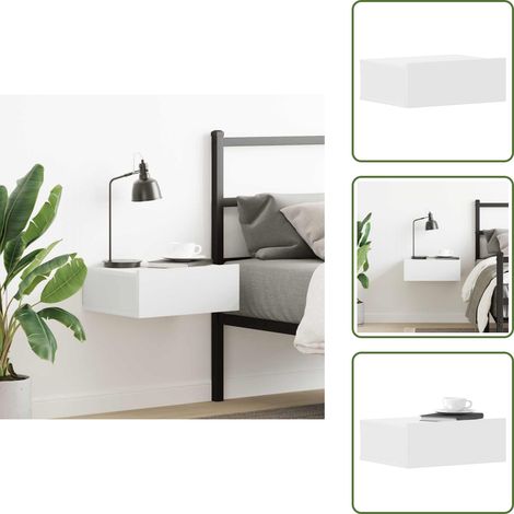 Table de chevet flottante Blanc 40x30x15 cm Bois d'ingénierie - Table De Chevet - Meuble De Chambre - Table De Nuit - Table Murale - Rangement Minimaliste (1/5)