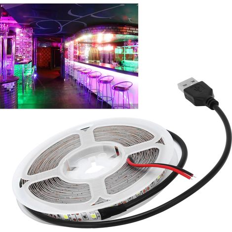 Bande LED flexible RGB alimentée par USB basse tension 5V pour chambre, bar, karaoké, lumière bleue (1/5)
