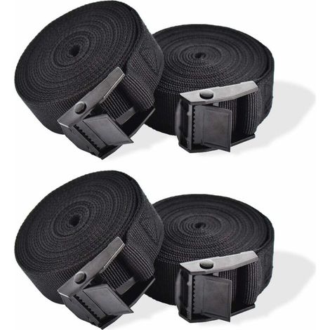Ratchet Straps, 4pcs Lockable Buckle Tie Down Straps for Motorcycle Car Bike Rack Luggage 2.5cm x 1m (1/5)