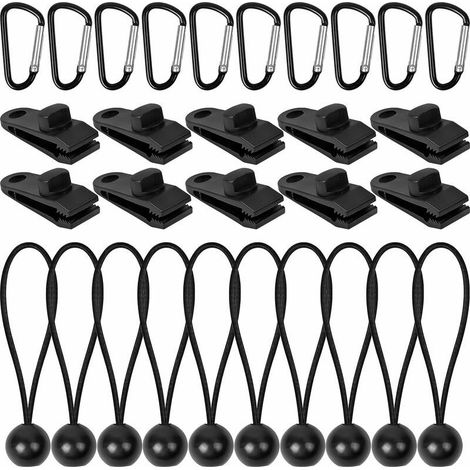 30 Pièces Clips de Bâche Noir Pinces pour Bache Reutilisable Robuste Clip de Tente Pince Piscine Bache Élastique Bache Remorque Accessoire pour Le Camping Bâches Caravane Toile d'Ombrage de Jardin (1/5)