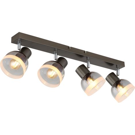 Deckenlampe Deckenleuchte Flurlampe Schwarz Spots verstellbar 4-flammig L 56 cm (1/5)