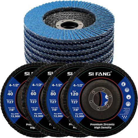 Lot de 12 disques à lamelles Ø 115 mm x 22 mm Grain 40 60 80 120 Disques abrasifs T27 pour meuleuse d'angle polisseuse (1/5)