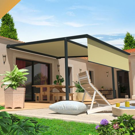 Pérgola lona FINISTERRE 4,00x4,00 M Motorizada con mando a distancia + Maniobra manual de emergencia + Cofre LED + Bambalina (Gris antracita estructurado RAL7016ST - Crudo) (1/5)