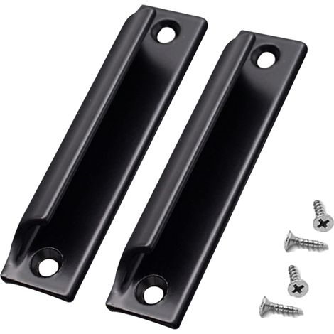 2pcs Aluminum Alloy Handle Sliding Door Handle Balcony Door Handle Cabinet Drawer Handle For Windows, Furniture Hardware with Screws(Black) (1/5)